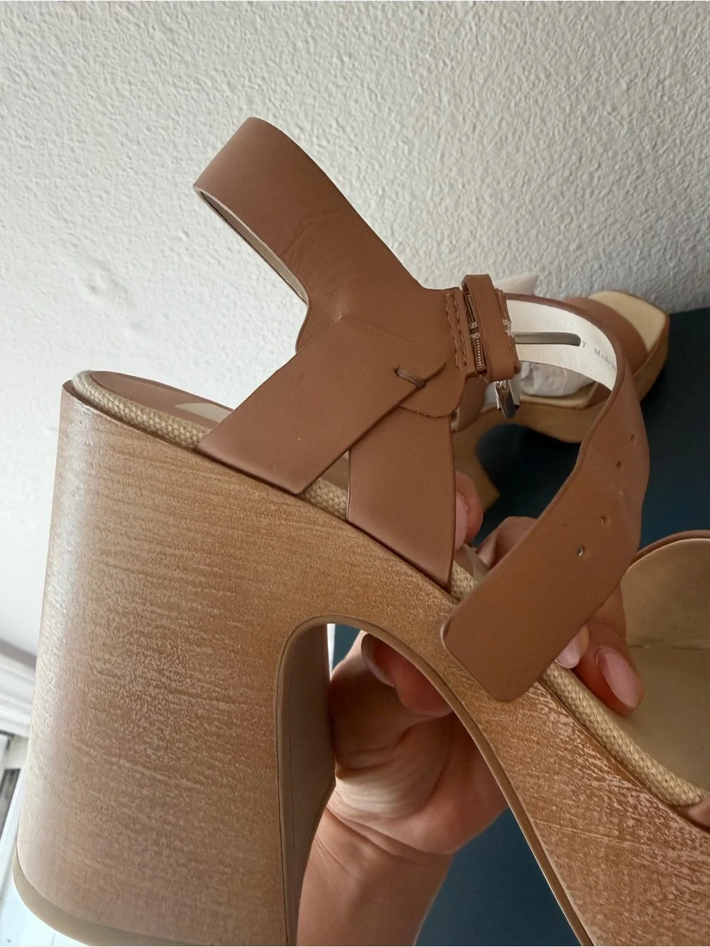 Dolce Vita Cafe Tan Platform Sandals with Chunky Wood Heel- Wallis Shoe